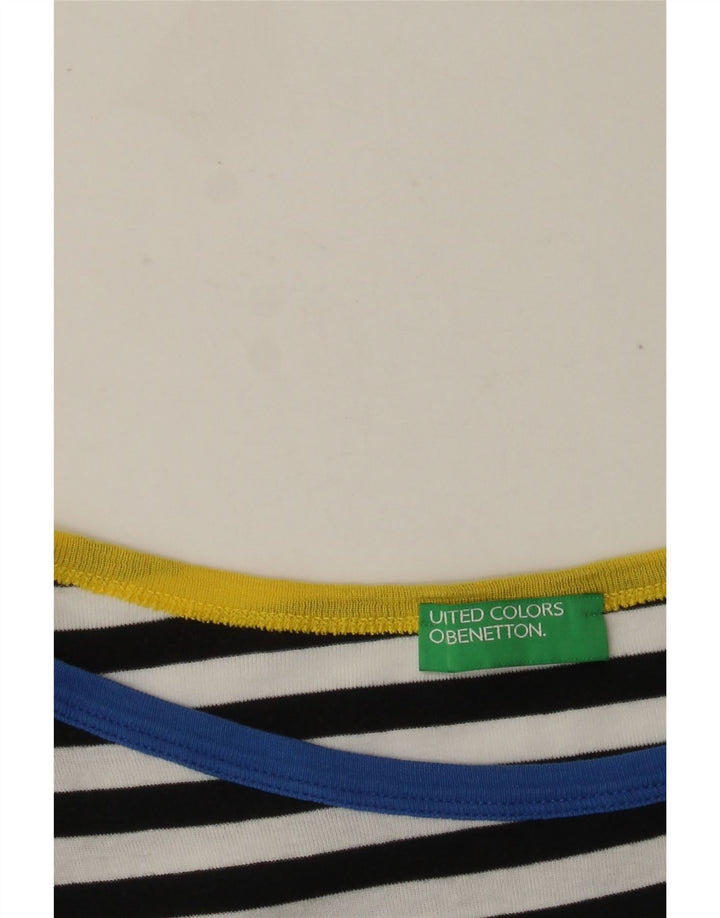 Benetton Dame Top 3/4 ærmer UK 8 Lille marineblå stribet