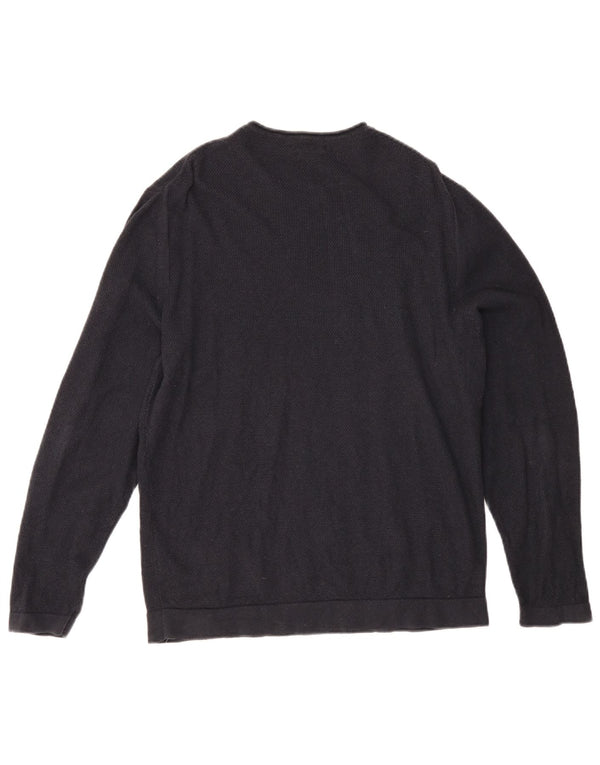 Massimo Dutti Herre Crew Neck Jumper Sweater Large Navy Blue Bomuld