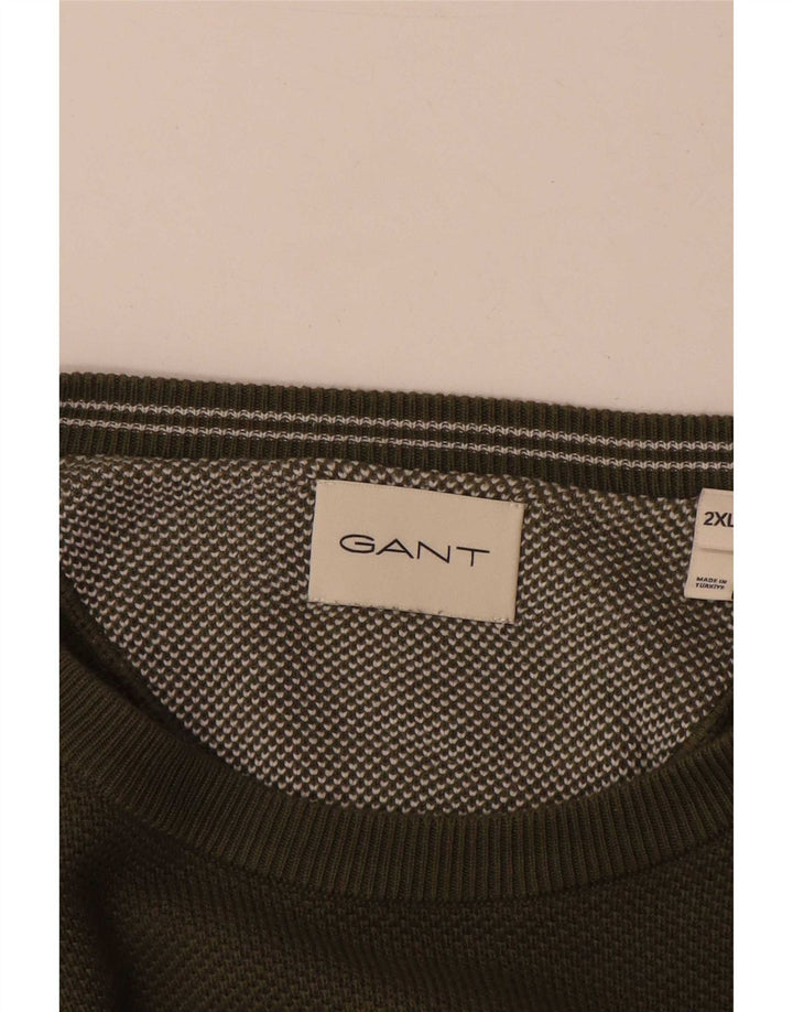 Gant Herre Crew Neck Jumper Sweater 2XL Khaki Bomuld