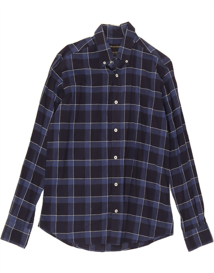 MASSIMO DUTTI Mens Shirt Medium Navy Blue Check Vintage Massimo Dutti and Second-Hand Massimo Dutti from Messina Hembry 