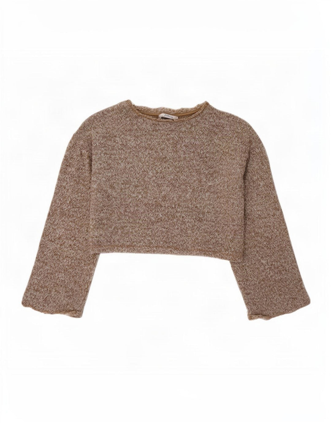 Zara Womens Crop Oversized Top Langærmet UK 10 Small Brown Polyester
