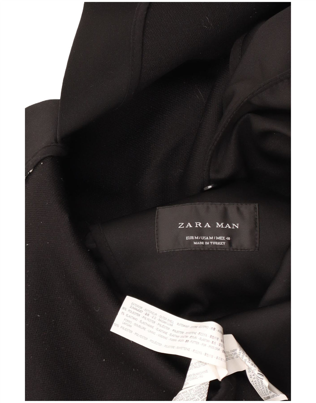 Zara Trench Coat til mænd UK 38 Medium Sort Polyester