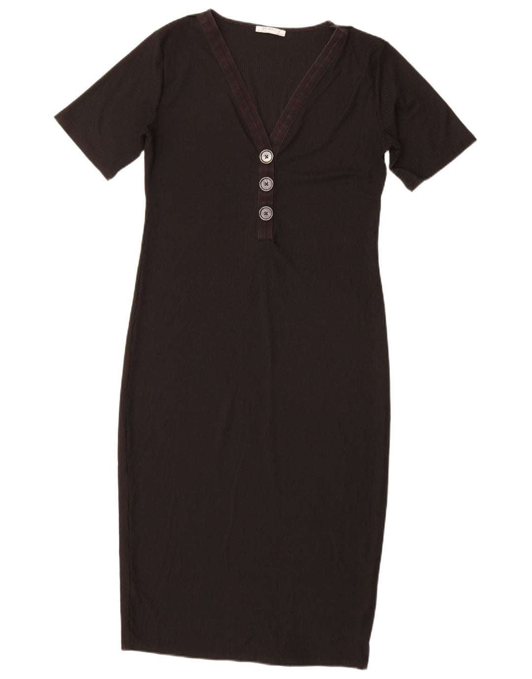 Zara Dame Trafaluc Skede Kjole UK 14 Stor Sort Polyester