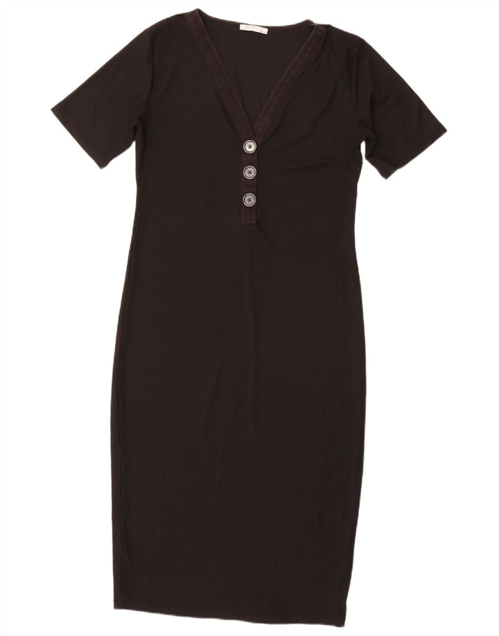 Zara Dame Trafaluc Skede Kjole UK 14 Stor Sort Polyester