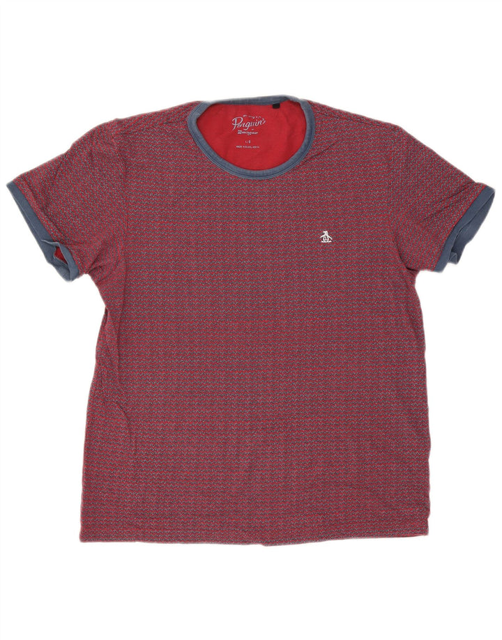 Penguin Herre T-Shirt Top Stor Rød Chevron