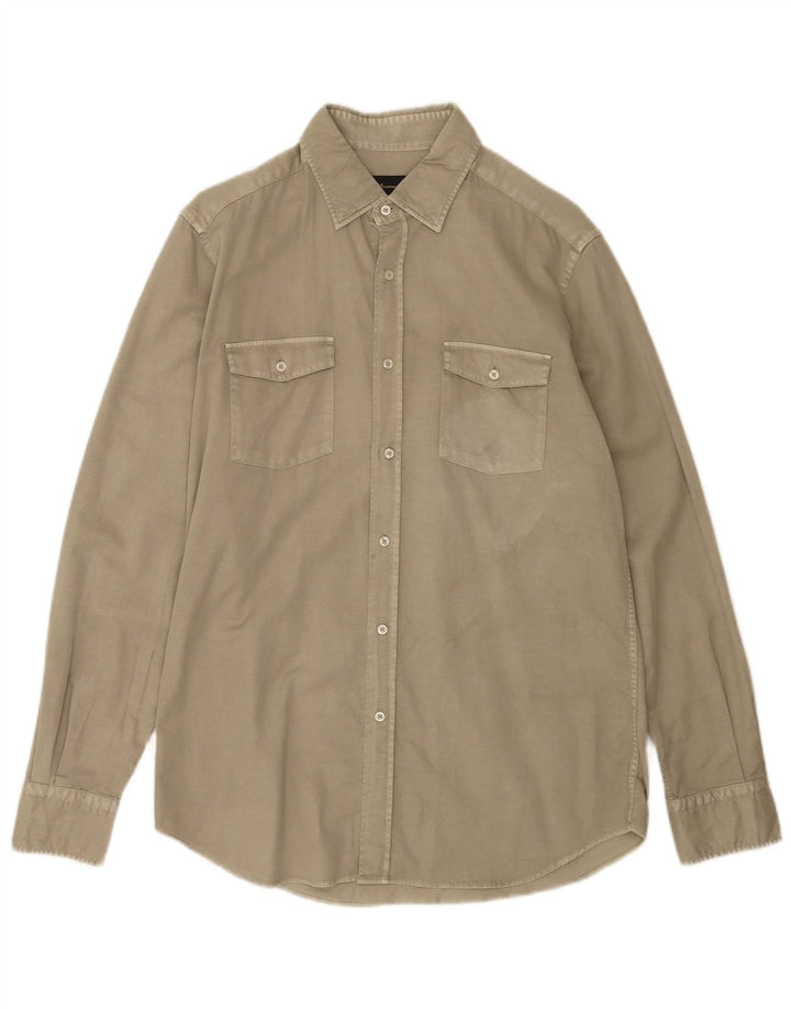 Massimo Dutti Herreskjorte Medium Khaki Bomuld