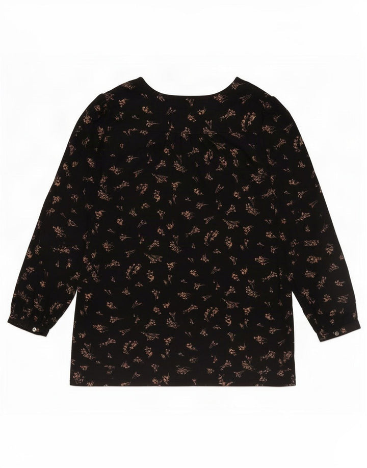 Fat Face Dame Oversized Tunika Top UK 14 Medium Black Floral Viscose