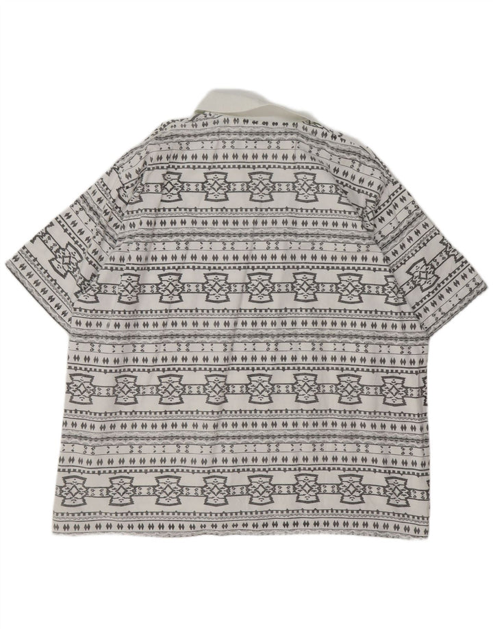 JOHN F GEE Kortærmet herretrøje 2XL Hvid geometrisk bomuld