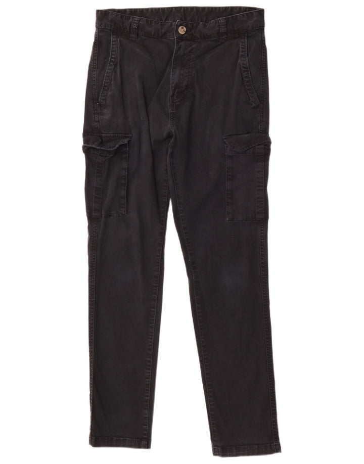 Zara Herre Slim Cargo Bukser EU 38 Small W30 L29 Sort Bomuld