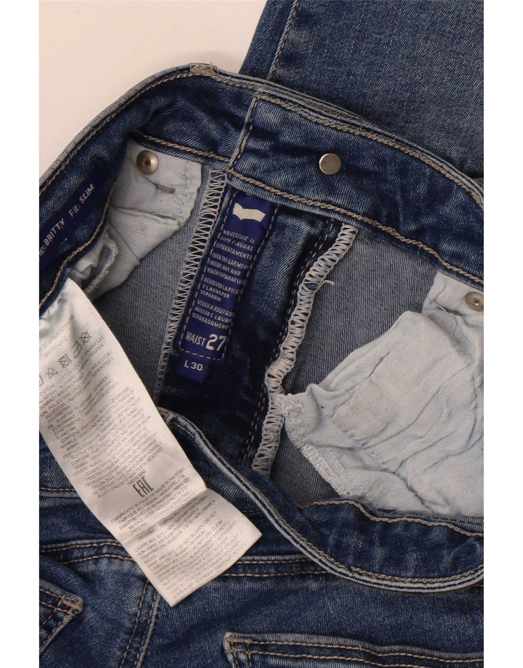 Gas Dame Slim Jeans W27 L26 Blå Bomuld