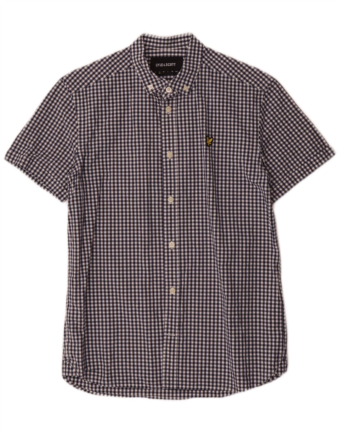 Lyle & Scott Kortærmet Herreskjorte Lille Blå Gingham Bomuld Klassisk