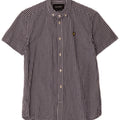 Lyle & Scott Kortærmet Herreskjorte Lille Blå Gingham Bomuld Klassisk