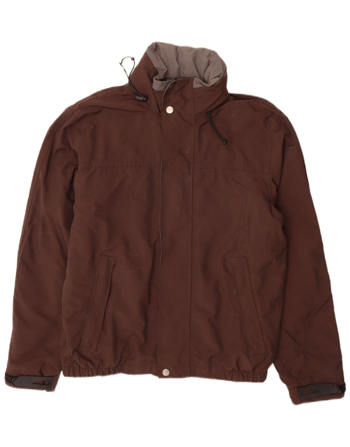 HACKETT Herre Grafisk Hooded Windbreaker Jacket UK 42 XL Brun Nylon