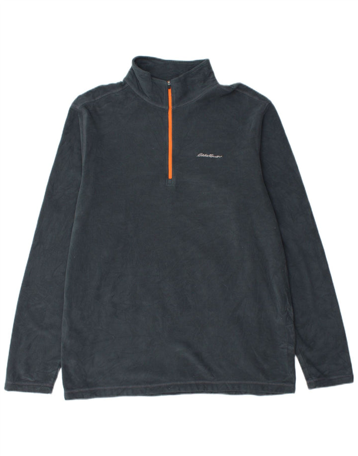 Eddie Bauer herre lynlås hals fleece jumper stor marineblå polyester