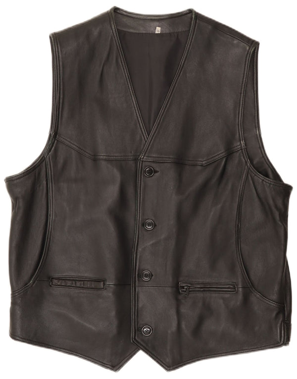 Vintage herre lædervest IT 56 3XL Sort