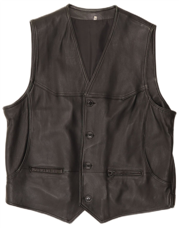 Vintage herre lædervest IT 56 3XL Sort
