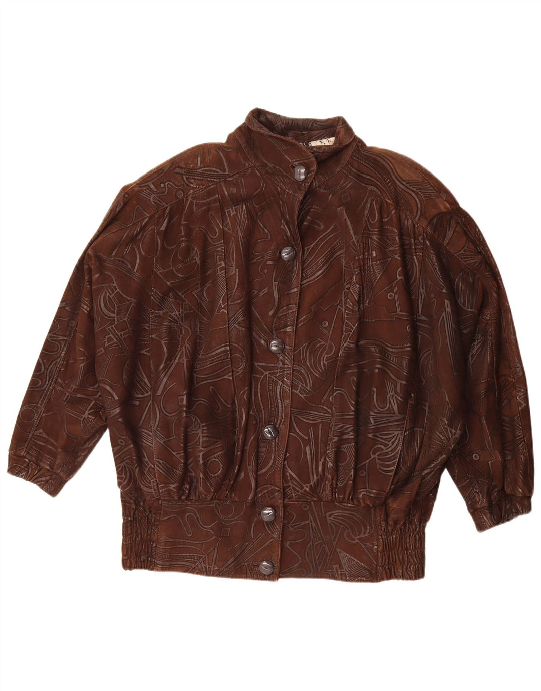 Vintage kvinders abstrakt mønster oversized jakke EU 38 medium brun