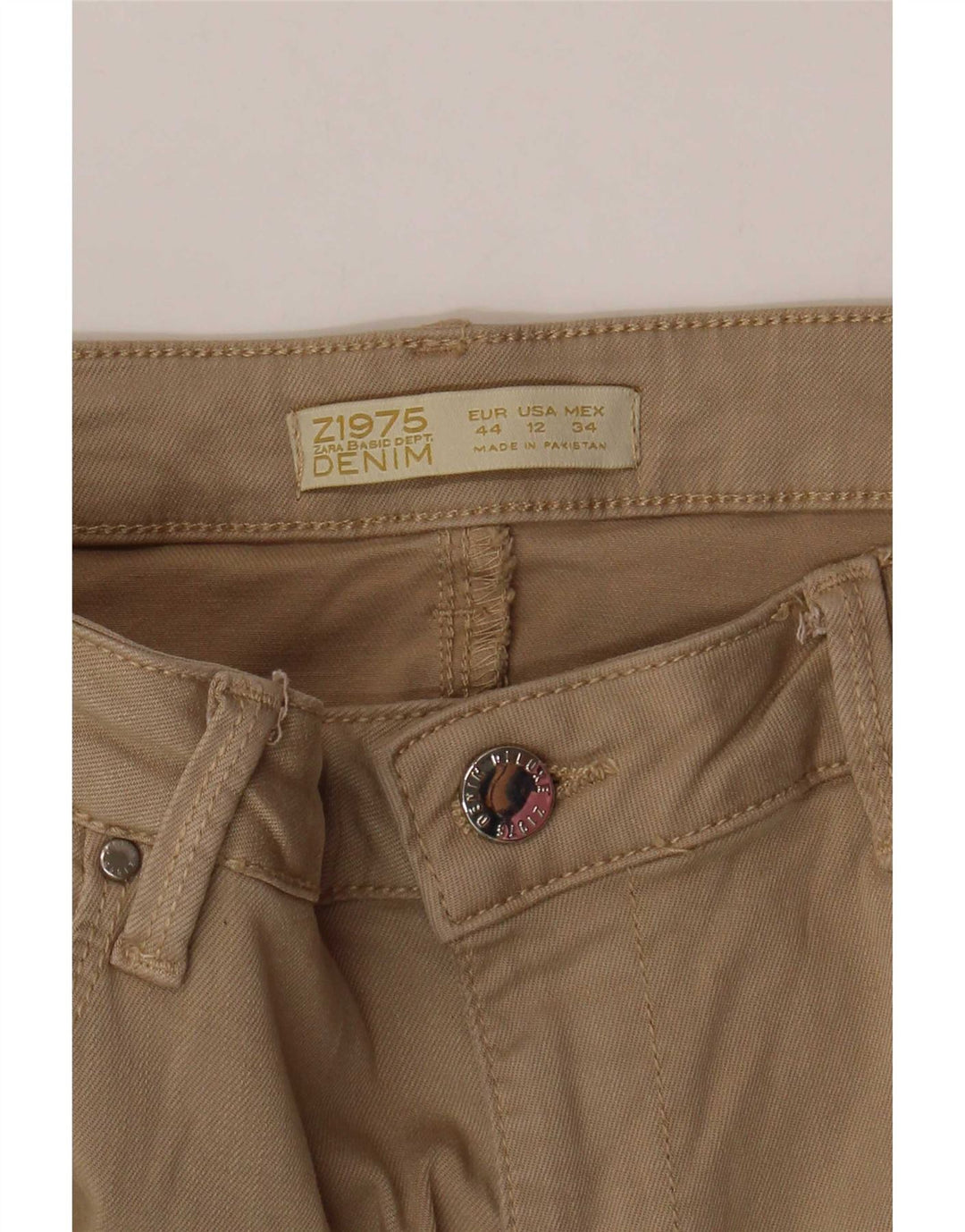 Zara Dame Slim Jeans EU 44 XL W34 L30 Beige