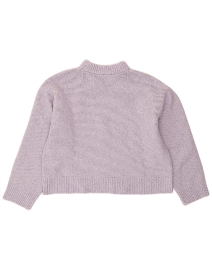 Zara Womens Crop Turtle Neck Jumper Sweater UK 14 Medium Purple Polyester