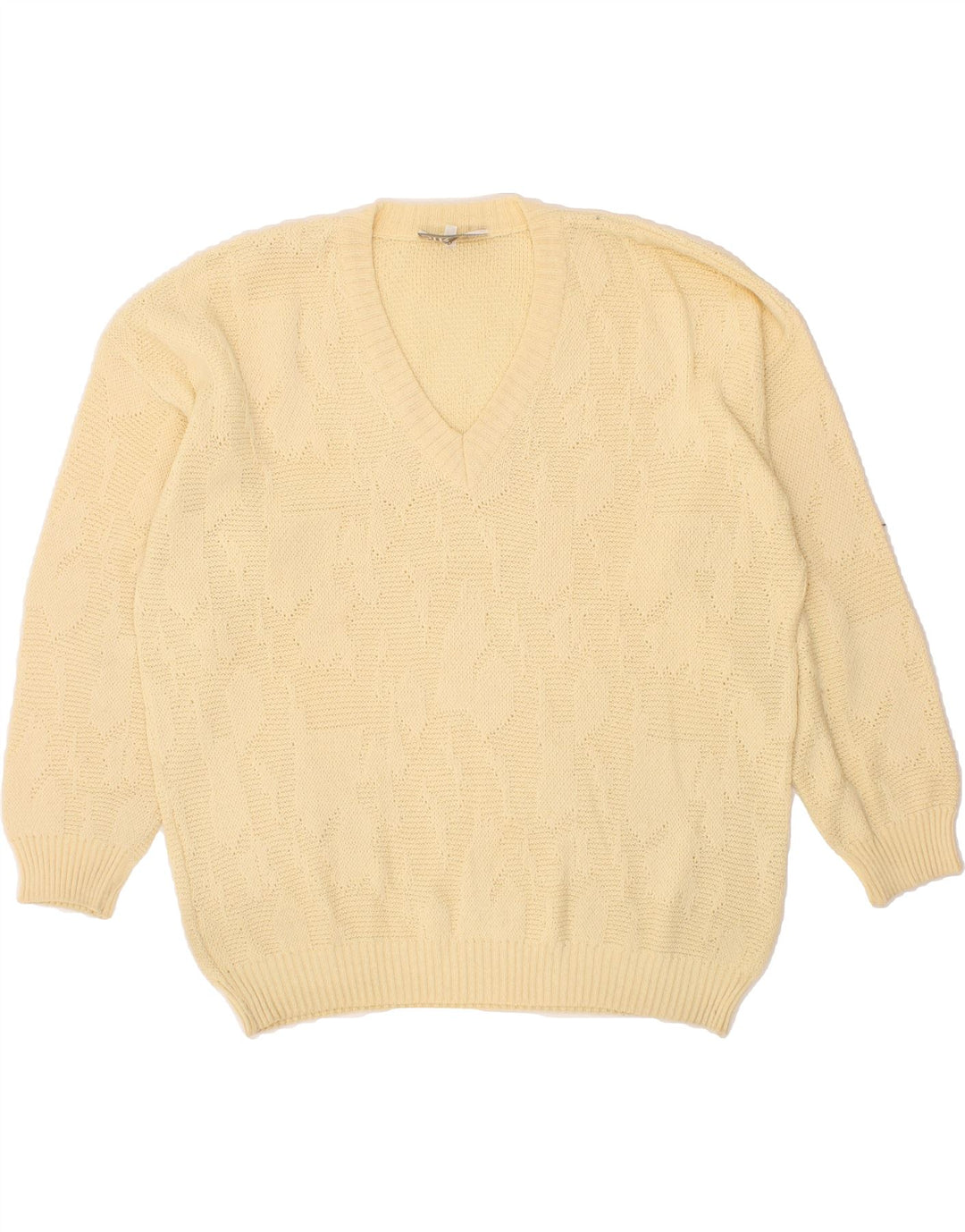 VINTAGE Mens V-Neck Jumper Sweater IT 52 Large Beige Cotton Vintage Vintage and Second-Hand Vintage from Messina Hembry 