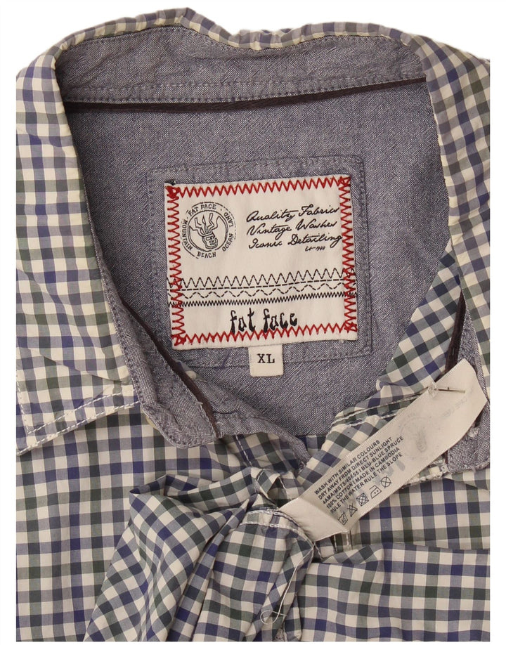 Fat Face herreskjorte XL marineblå Gingham bomuld