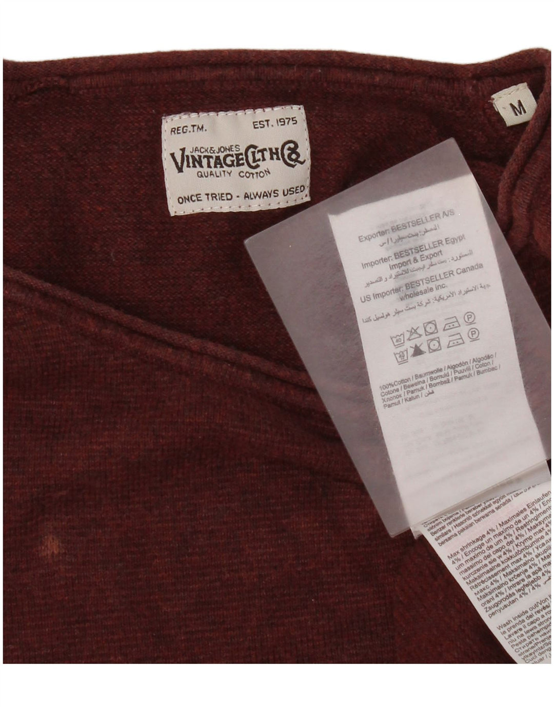 Jack & Jones herre sweater med rund hals, medium Bourgogne bomuld
