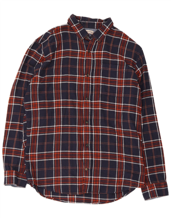 Jack & Jones herre flannelskjorte XL marineblå ternet bomuld