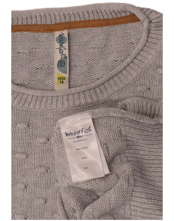 White Stuff Dame Boat Neck Jumper Sweater UK 16 Stor Grå Bomuld