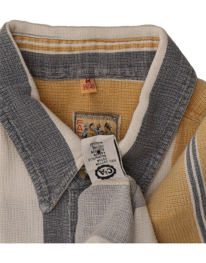 C&A Mens Short Sleeve Shirt Size 39/40 Medium Beige Striped Cotton Vintage C&A and Second-Hand C&A from Messina Hembry 