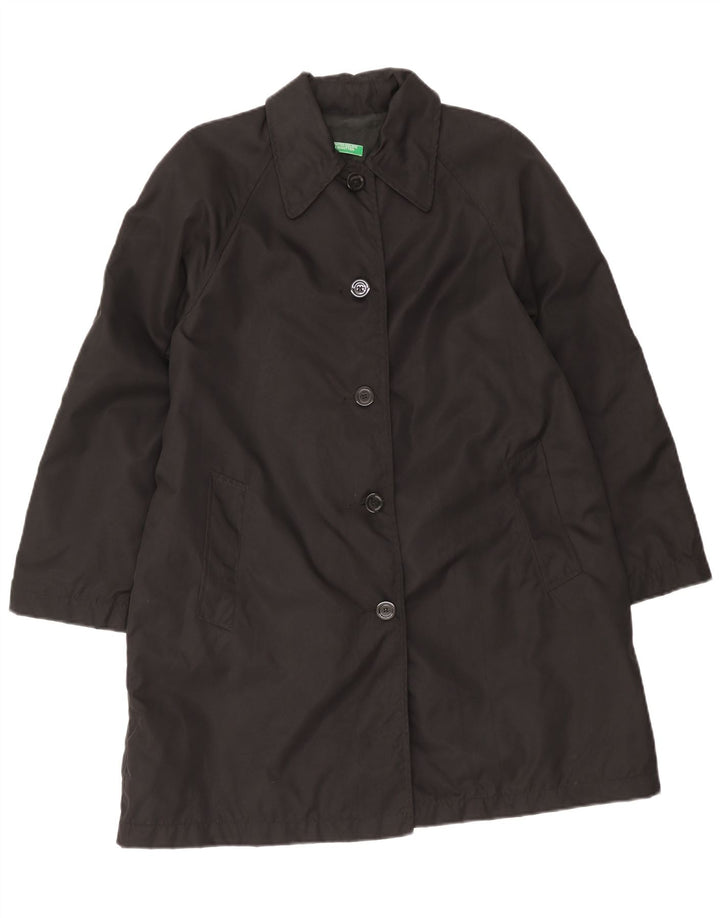 Benetton Womens Oversized Overfrakke UK 10 Lille sort polyamid