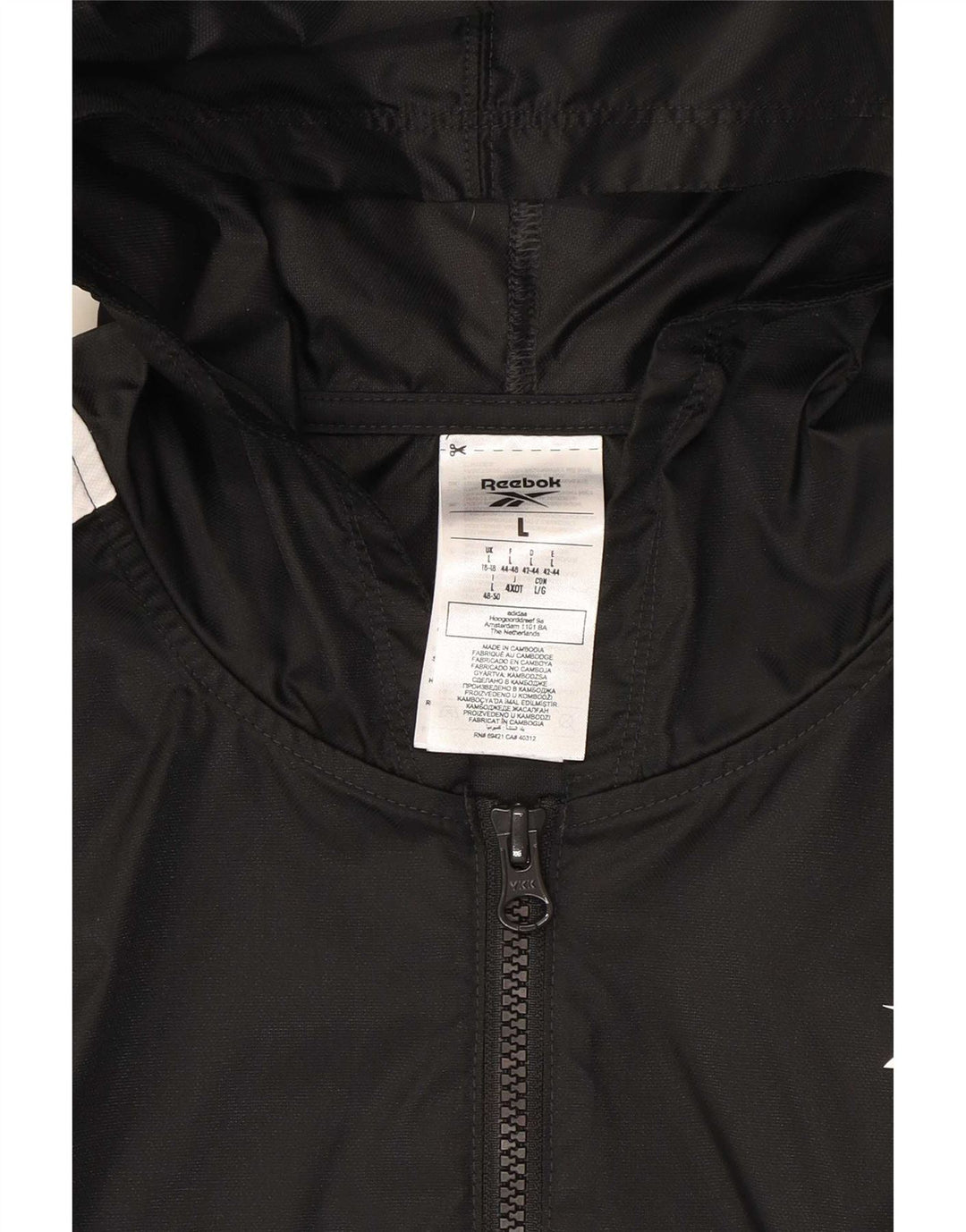 Reebok Dame Oversized hættetræningsdragt Topjakke UK 16/18 Large Black