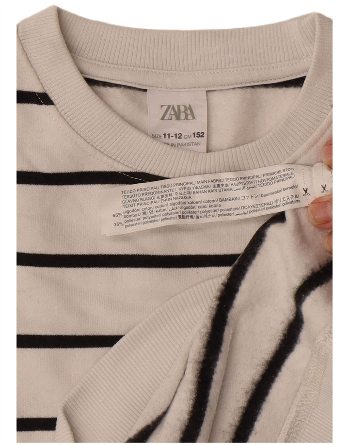 Zara Boys Sweatshirt Jumper 11-12 år Hvidstribet bomuld