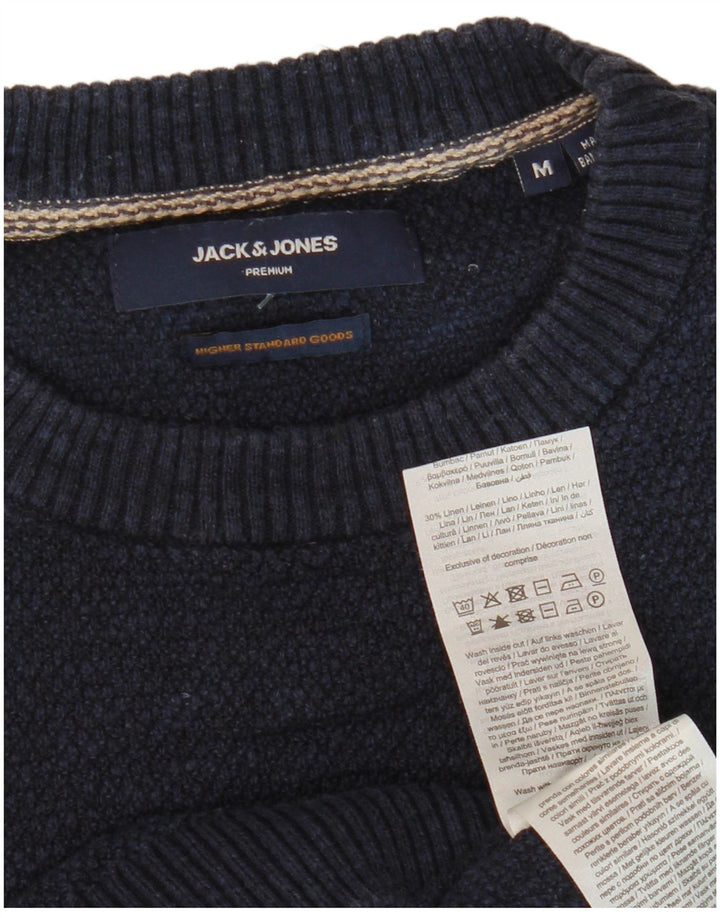 Jack & Jones Herre sweater med rund hals, mellemblå marineblå bomuld