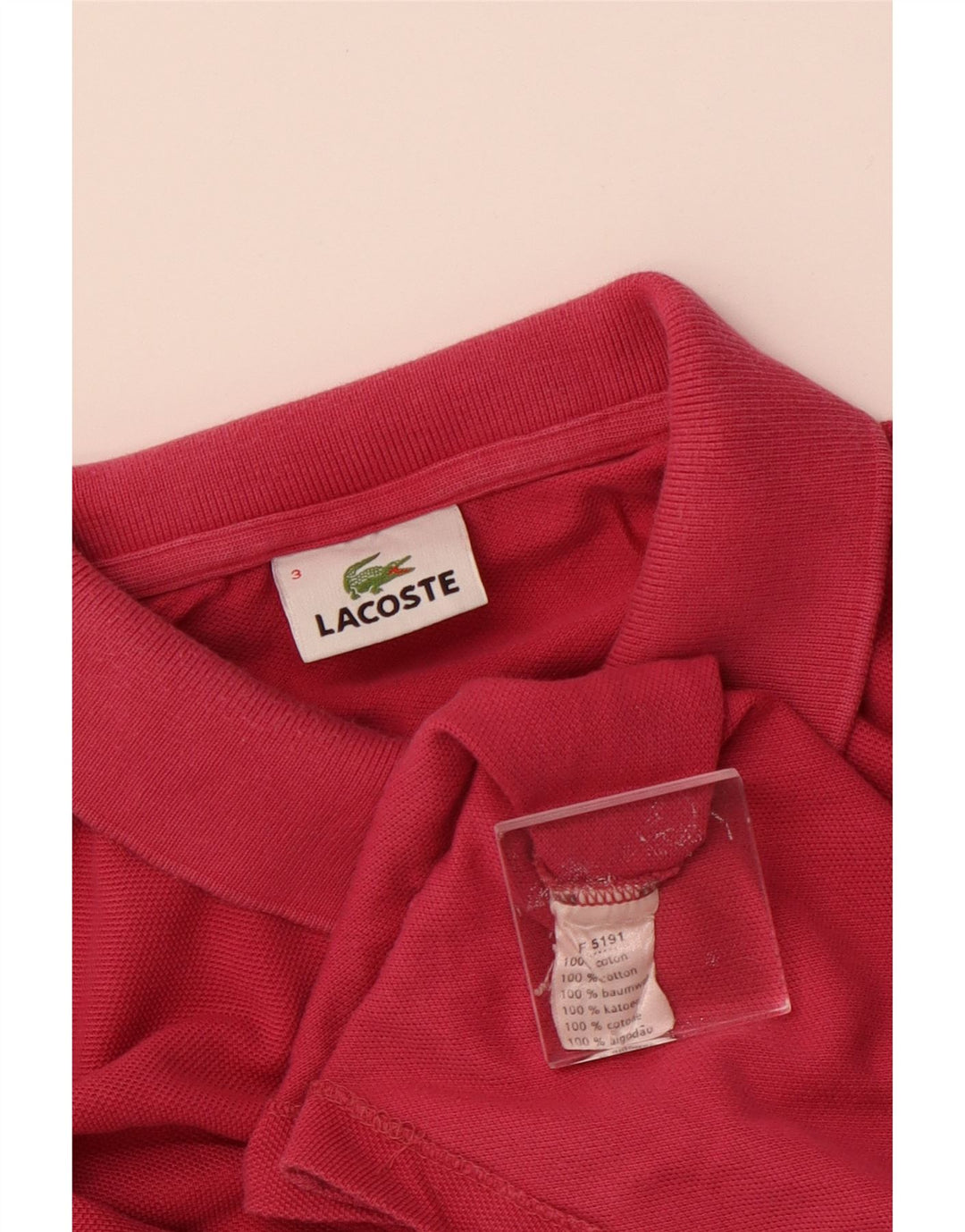 LACOSTE Langærmet poloshirt til mænd størrelse 3 Lille Pink Bomuld