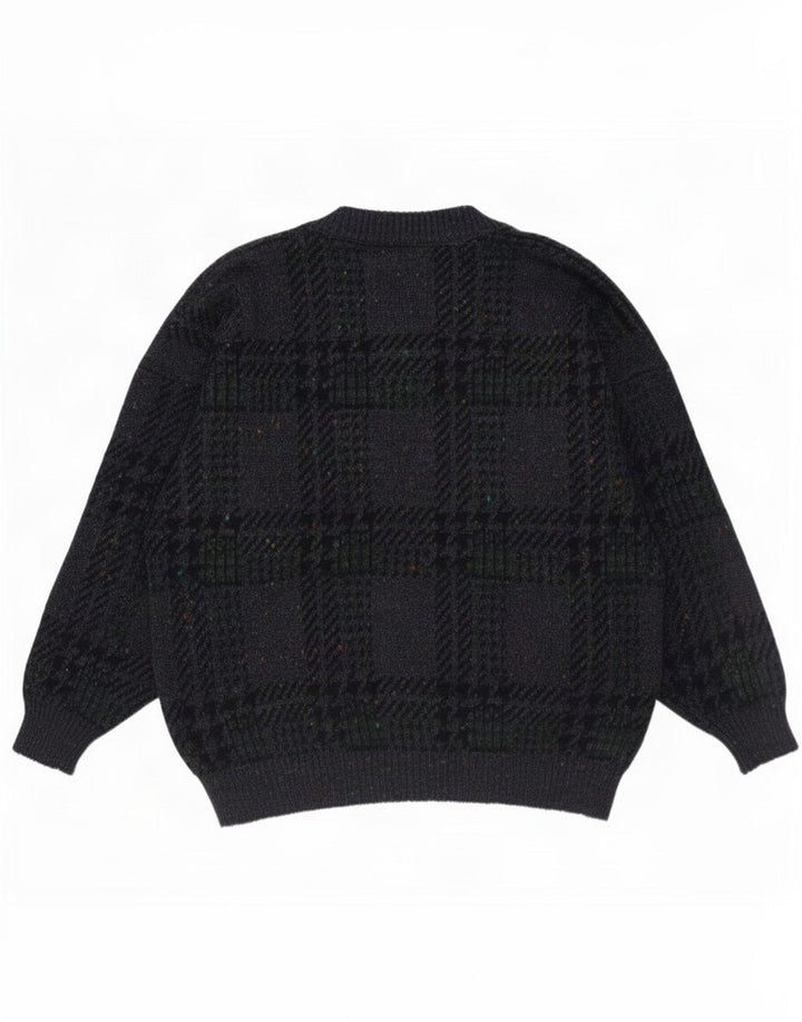 Jac Herre cardigan sweater IT 50 Medium Sort Houndstooth Polyacryl