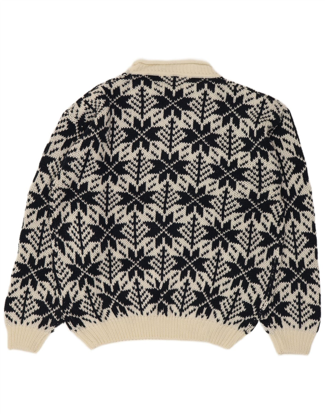 Vintage Herre Turtle Neck Jumper Sweater IT 52/54 Stor Sort Geometrisk