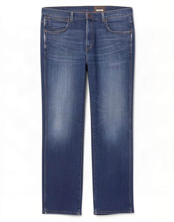 Wrangler Herre Arizona Straight Jeans W36 L34 Blå Bomuld