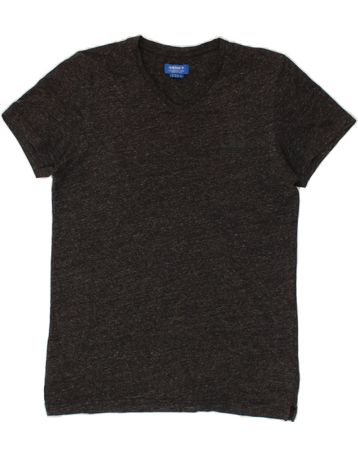 ADIDAS Mens T-Shirt Top Medium Black Flecked Cotton Vintage Adidas and Second-Hand Adidas from Messina Hembry 