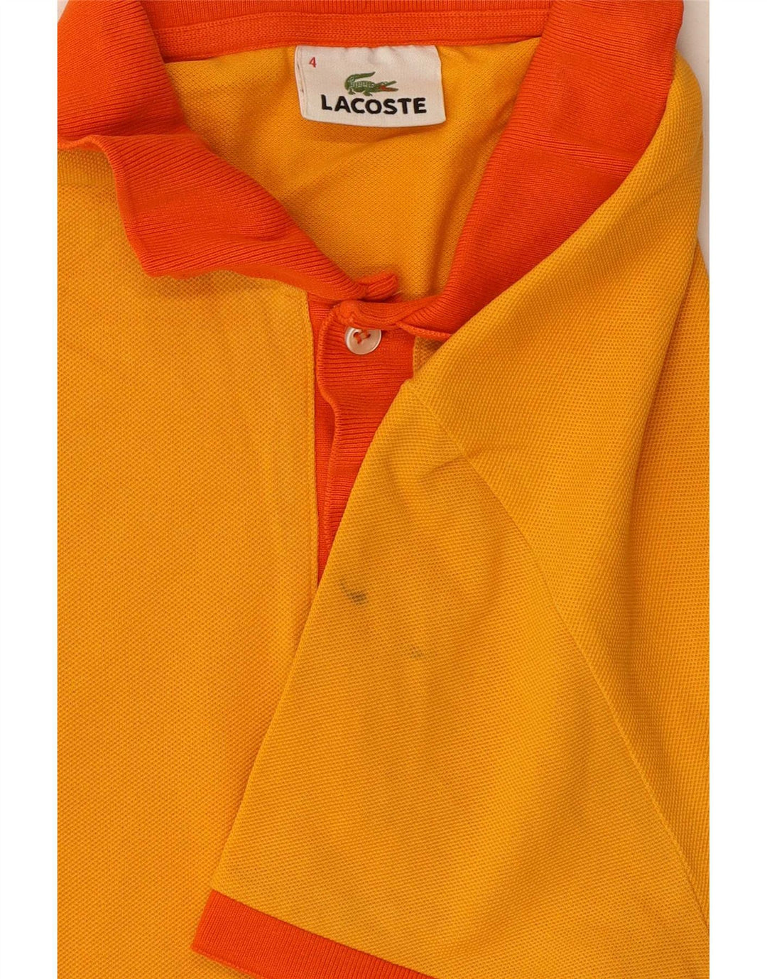 Lacoste Herre Rugby Polo Shirt Størrelse 4 Medium Gul Bomuld