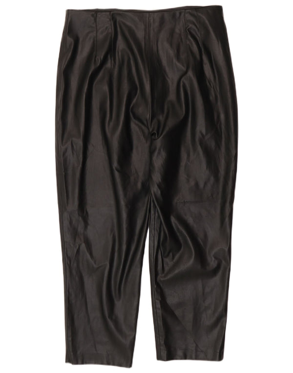 Zara Damekoniske imiterede læderbukser 2XL W34 L26 Sort polyester