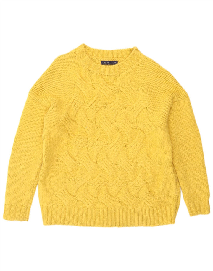 Marks & Spencer Dame sweater med rund hals DK 14 Medium Gul Akryl