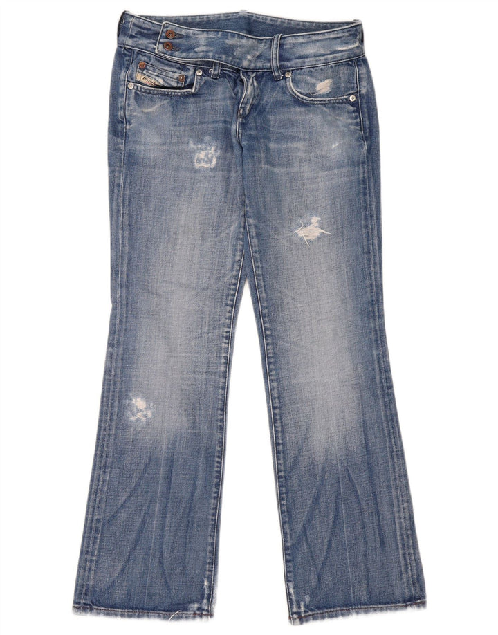 Diesel Dame Distressed Bootcut Jeans W29 L29 Blå Bomuld