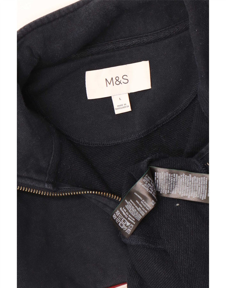Marks & Spencer Sweatshirt med lynlås til mænd, stor marineblå farveblok