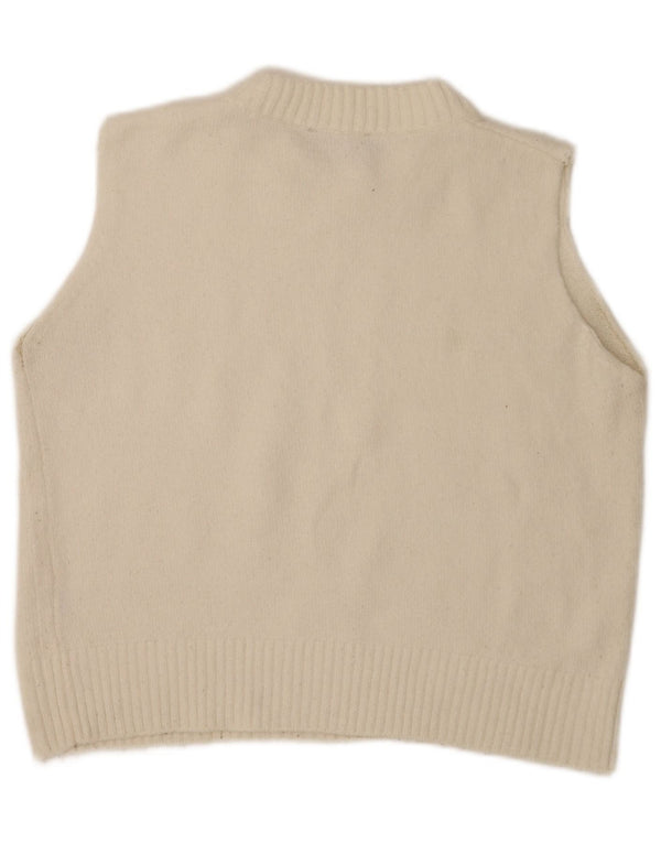 Zara Dame Crop Vest Tank Top UK 16 Large Off White