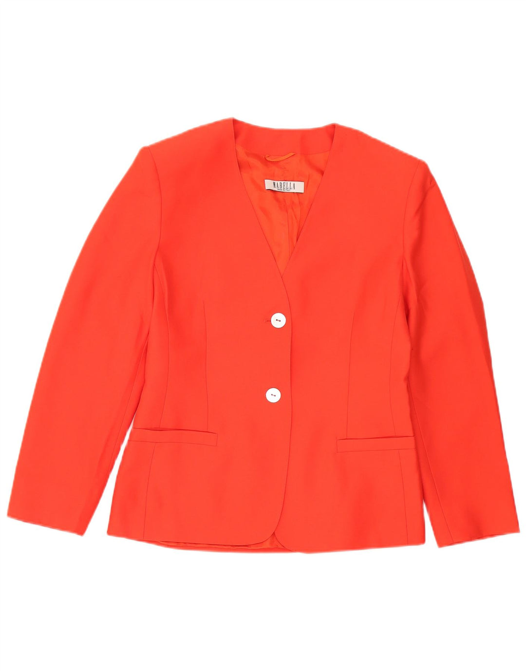 Marella Dame 2 Button Blazer Jacket UK 16 Large Orange Virgin Wool