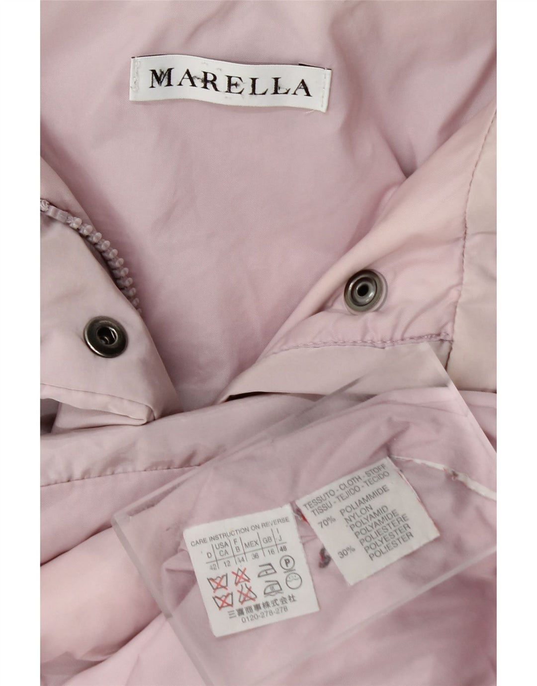MARELLA Womens Hooded Padded Jacket UK 16 Large Pink Polyamide