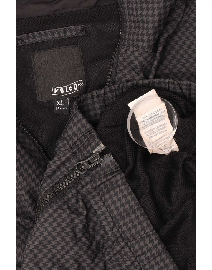 Volcom Regnjakke med hætte til piger 13-14 år XL Grå Houndstooth Polyester