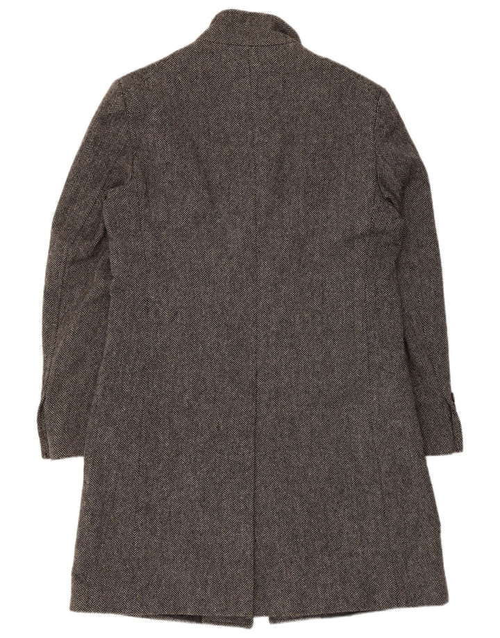 Zara Herre Longline Classic Fit Overfrakke UK 40 Large Grey Herringbone