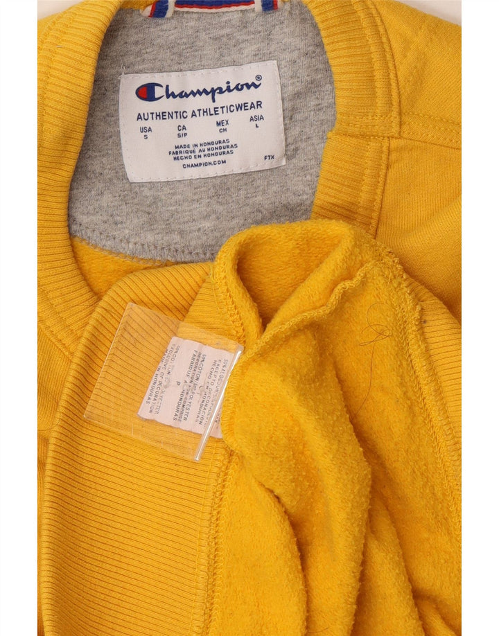CHAMPION Mens Sweatshirt Jumper Small Yellow Cotton Vintage Champion and Second-Hand Champion from Messina Hembry 