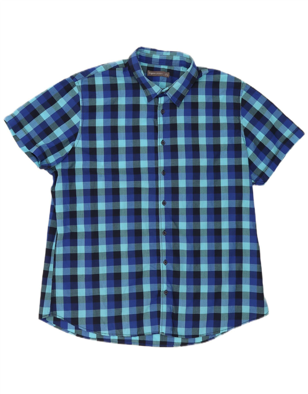 Angelo Litrico Kortærmet Herreskjorte Størrelse 45/46 2XL Blå Gingham